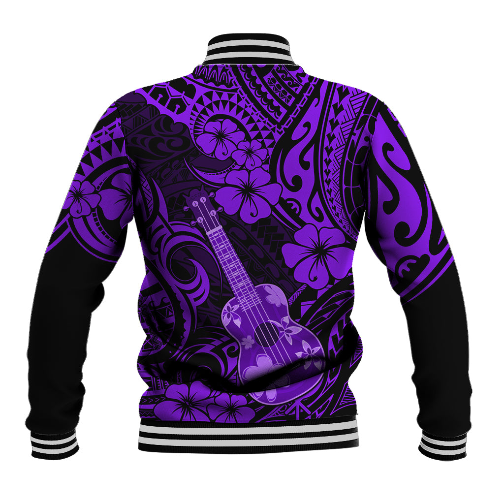 Hawaii Ukulele Baseball Jacket Polynesian Pattern Purple Version LT01 - Polynesian Pride