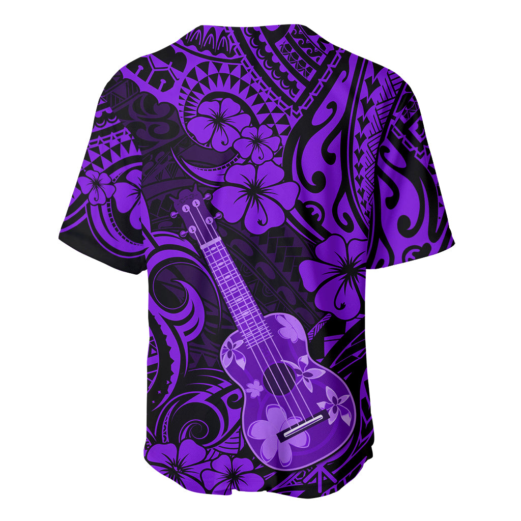 Hawaii Ukulele Baseball Jersey Polynesian Pattern Purple Version LT01 - Polynesian Pride
