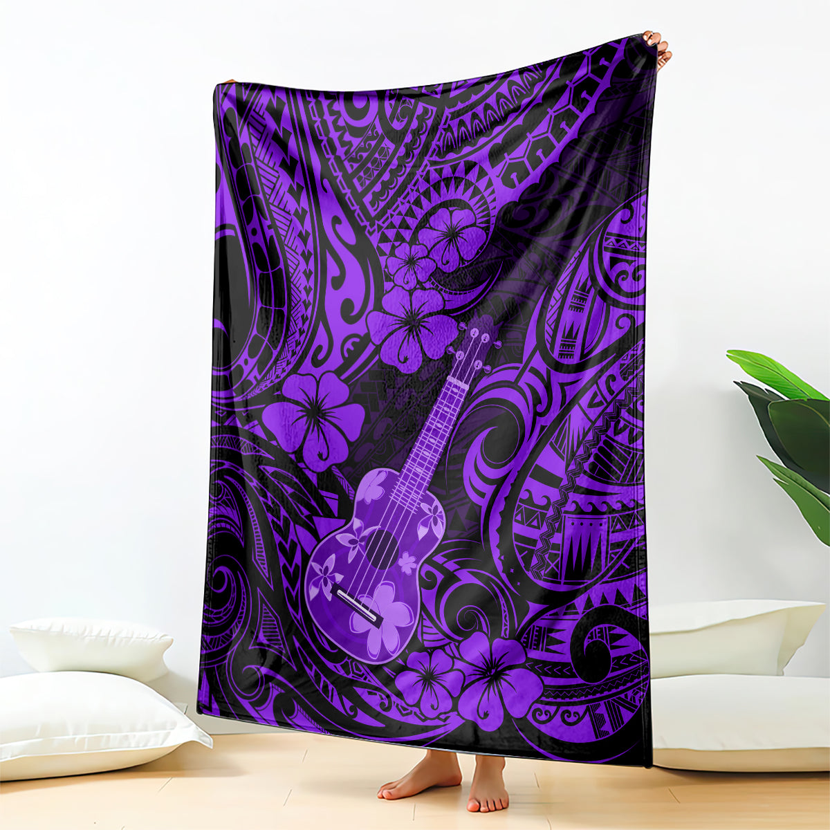 Hawaii Ukulele Blanket Polynesian Pattern Purple Version LT01 Purple - Polynesian Pride