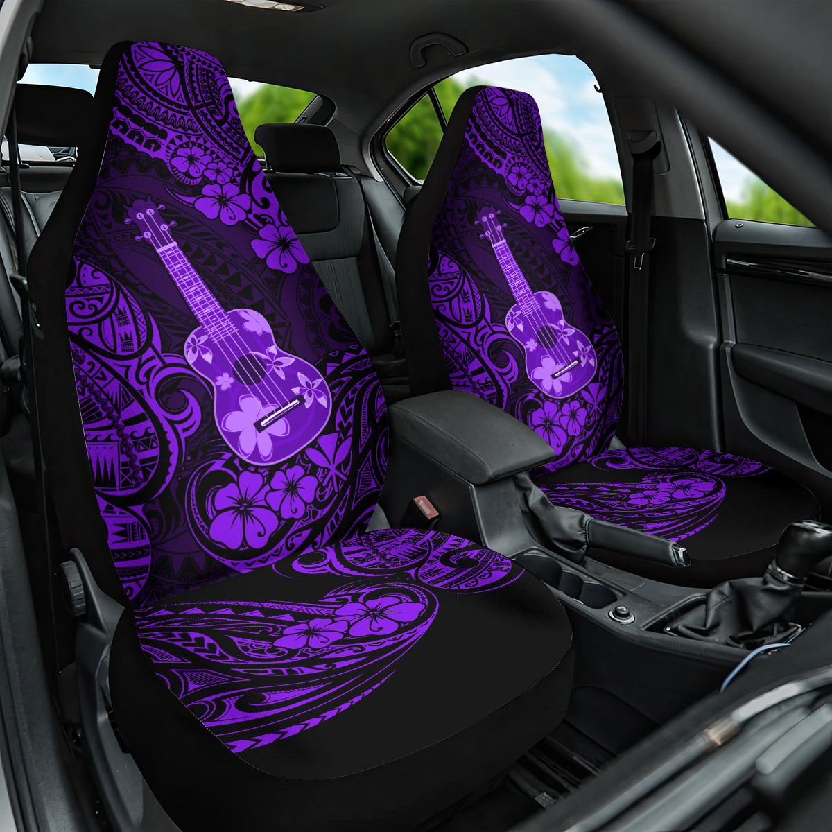 Hawaii Ukulele Car Seat Cover Polynesian Pattern Purple Version LT01 One Size Purple - Polynesian Pride