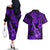 Hawaii Ukulele Couples Matching Off The Shoulder Long Sleeve Dress and Hawaiian Shirt Polynesian Pattern Purple Version LT01 - Polynesian Pride