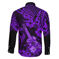 Hawaii Ukulele Family Matching Long Sleeve Bodycon Dress and Hawaiian Shirt Polynesian Pattern Purple Version LT01 - Polynesian Pride