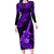 Hawaii Ukulele Family Matching Long Sleeve Bodycon Dress and Hawaiian Shirt Polynesian Pattern Purple Version LT01 Mom's Dress Purple - Polynesian Pride