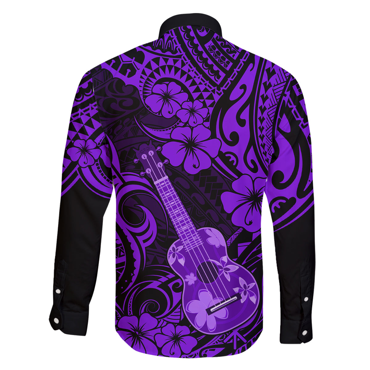 Hawaii Ukulele Family Matching Mermaid Dress and Hawaiian Shirt Polynesian Pattern Purple Version LT01 - Polynesian Pride