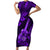 Hawaii Ukulele Family Matching Short Sleeve Bodycon Dress and Hawaiian Shirt Polynesian Pattern Purple Version LT01 Mom's Dress Purple - Polynesian Pride