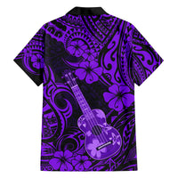 Hawaii Ukulele Family Matching Tank Maxi Dress and Hawaiian Shirt Polynesian Pattern Purple Version LT01 - Polynesian Pride