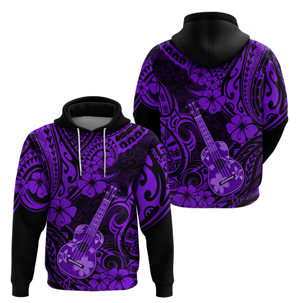 Hawaii Ukulele Hoodie Polynesian Pattern Purple Version LT01 - Polynesian Pride