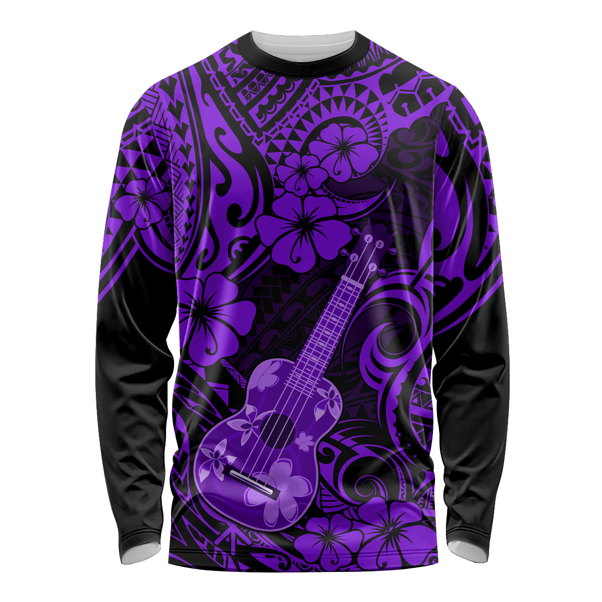 Hawaii Ukulele Long Sleeve Shirt Polynesian Pattern Purple Version LT01 Unisex Purple - Polynesian Pride