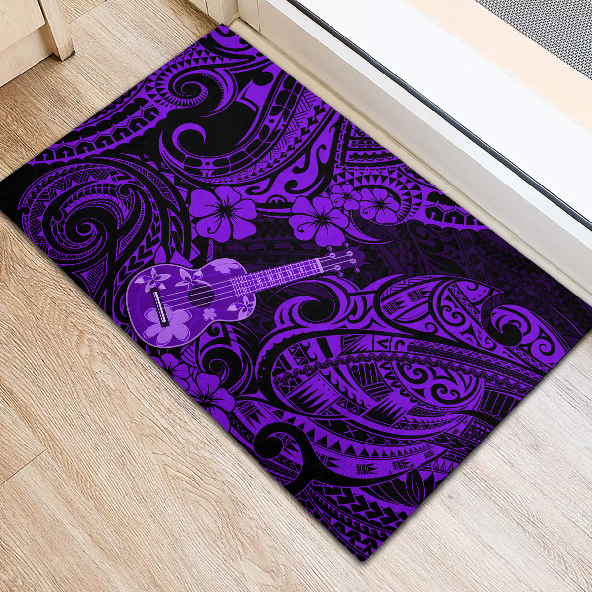 Hawaii Ukulele Rubber Doormat Polynesian Pattern Purple Version LT01 - Polynesian Pride
