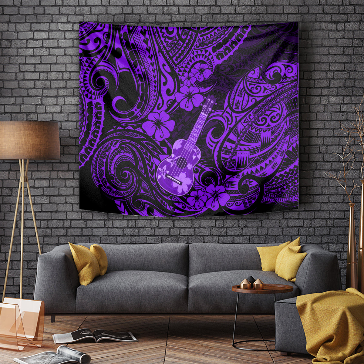 Hawaii Ukulele Tapestry Polynesian Pattern Purple Version LT01 Purple - Polynesian Pride