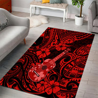 Hawaii Ukulele Area Rug Polynesian Pattern Red Version LT01 - Polynesian Pride