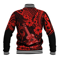 Hawaii Ukulele Baseball Jacket Polynesian Pattern Red Version LT01 - Polynesian Pride