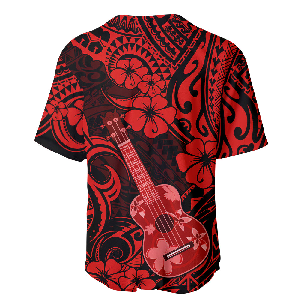 Hawaii Ukulele Baseball Jersey Polynesian Pattern Red Version LT01 - Polynesian Pride