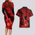 Hawaii Ukulele Couples Matching Long Sleeve Bodycon Dress and Hawaiian Shirt Polynesian Pattern Red Version LT01 - Polynesian Pride