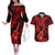 Hawaii Ukulele Couples Matching Off The Shoulder Long Sleeve Dress and Hawaiian Shirt Polynesian Pattern Red Version LT01 Red - Polynesian Pride