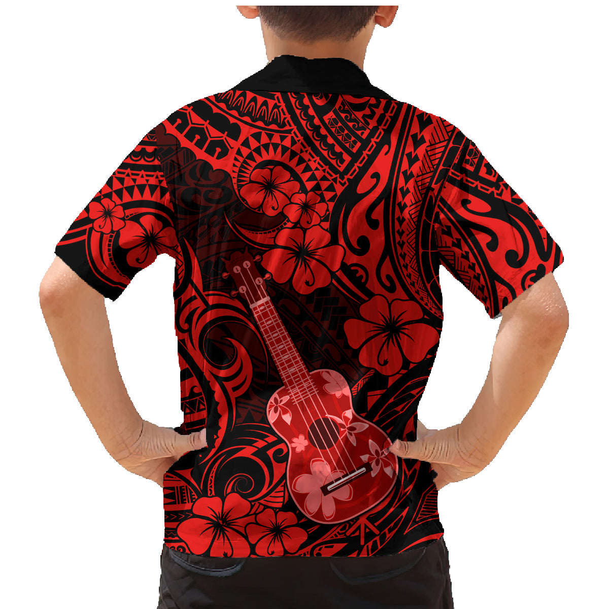 Hawaii Ukulele Family Matching Mermaid Dress and Hawaiian Shirt Polynesian Pattern Red Version LT01 - Polynesian Pride