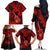 Hawaii Ukulele Family Matching Off Shoulder Long Sleeve Dress and Hawaiian Shirt Polynesian Pattern Red Version LT01 - Polynesian Pride