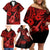 Hawaii Ukulele Family Matching Off Shoulder Short Dress and Hawaiian Shirt Polynesian Pattern Red Version LT01 - Polynesian Pride