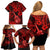 Hawaii Ukulele Family Matching Off Shoulder Short Dress and Hawaiian Shirt Polynesian Pattern Red Version LT01 - Polynesian Pride