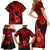 Hawaii Ukulele Family Matching Short Sleeve Bodycon Dress and Hawaiian Shirt Polynesian Pattern Red Version LT01 - Polynesian Pride