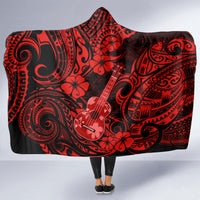 Hawaii Ukulele Hooded Blanket Polynesian Pattern Red Version LT01 - Polynesian Pride