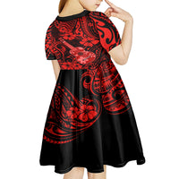 Hawaii Ukulele Kid Short Sleeve Dress Polynesian Pattern Red Version LT01 - Polynesian Pride