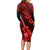 Hawaii Ukulele Long Sleeve Bodycon Dress Polynesian Pattern Red Version LT01 - Polynesian Pride