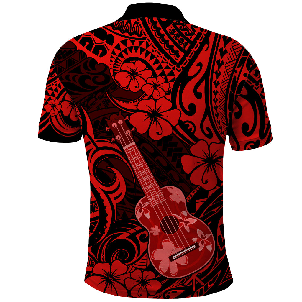 Hawaii Ukulele Polo Shirt Polynesian Pattern Red Version LT01 - Polynesian Pride