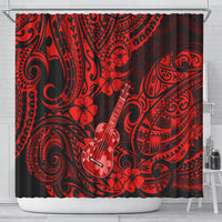 Hawaii Ukulele Shower Curtain Polynesian Pattern Red Version LT01 - Polynesian Pride