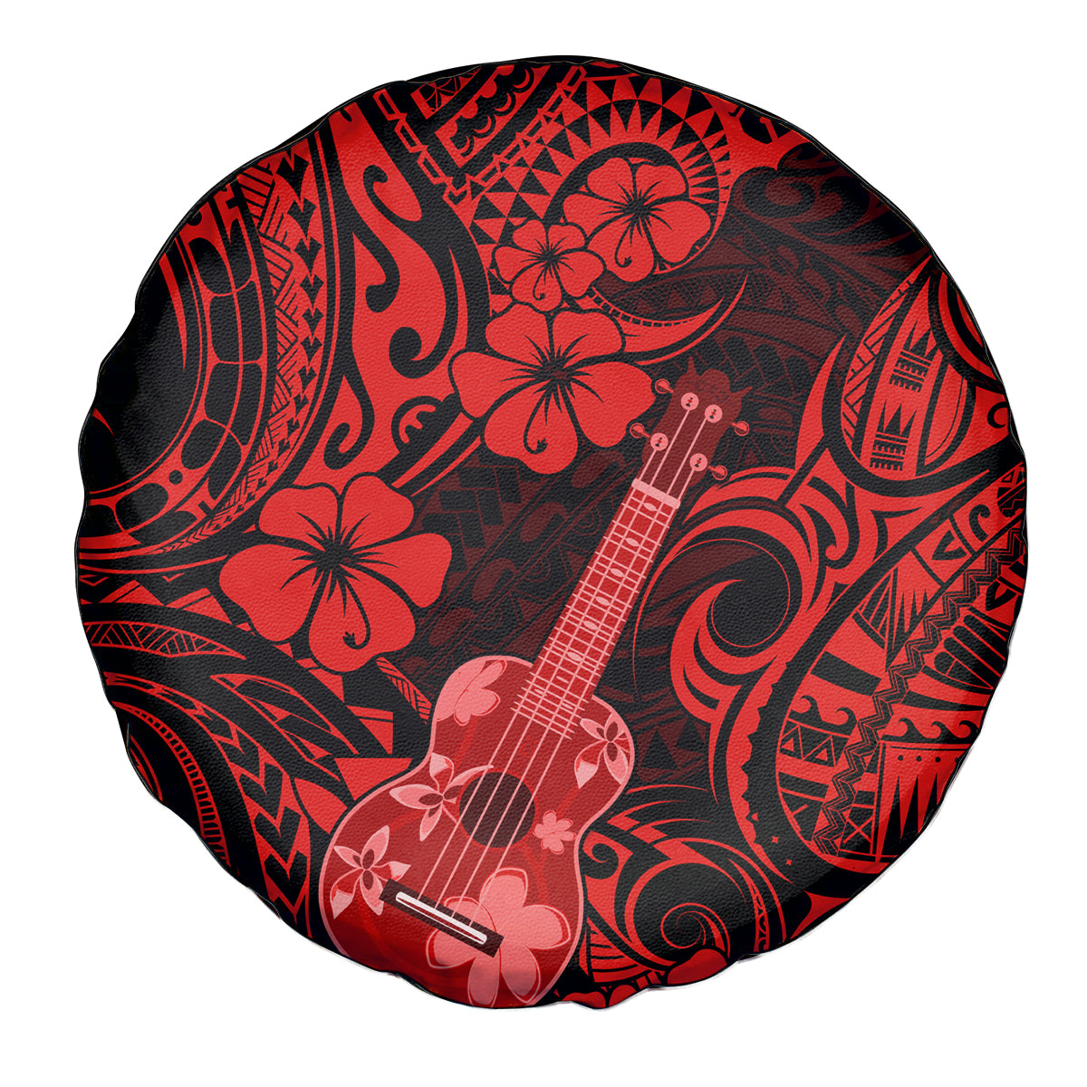 Hawaii Ukulele Spare Tire Cover Polynesian Pattern Red Version LT01 Red - Polynesian Pride