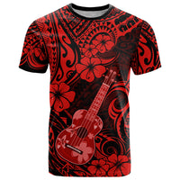Hawaii Ukulele T Shirt Polynesian Pattern Red Version LT01 Red - Polynesian Pride