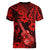 Hawaii Ukulele Women V Neck T Shirt Polynesian Pattern Red Version LT01 - Polynesian Pride