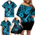 Hawaii Ukulele Family Matching Off Shoulder Short Dress and Hawaiian Shirt Polynesian Pattern Sky Blue Version LT01 - Polynesian Pride