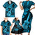 Hawaii Ukulele Family Matching Short Sleeve Bodycon Dress and Hawaiian Shirt Polynesian Pattern Sky Blue Version LT01 - Polynesian Pride