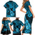 Hawaii Ukulele Family Matching Short Sleeve Bodycon Dress and Hawaiian Shirt Polynesian Pattern Sky Blue Version LT01 - Polynesian Pride