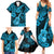 Hawaii Ukulele Family Matching Summer Maxi Dress and Hawaiian Shirt Polynesian Pattern Sky Blue Version LT01 - Polynesian Pride