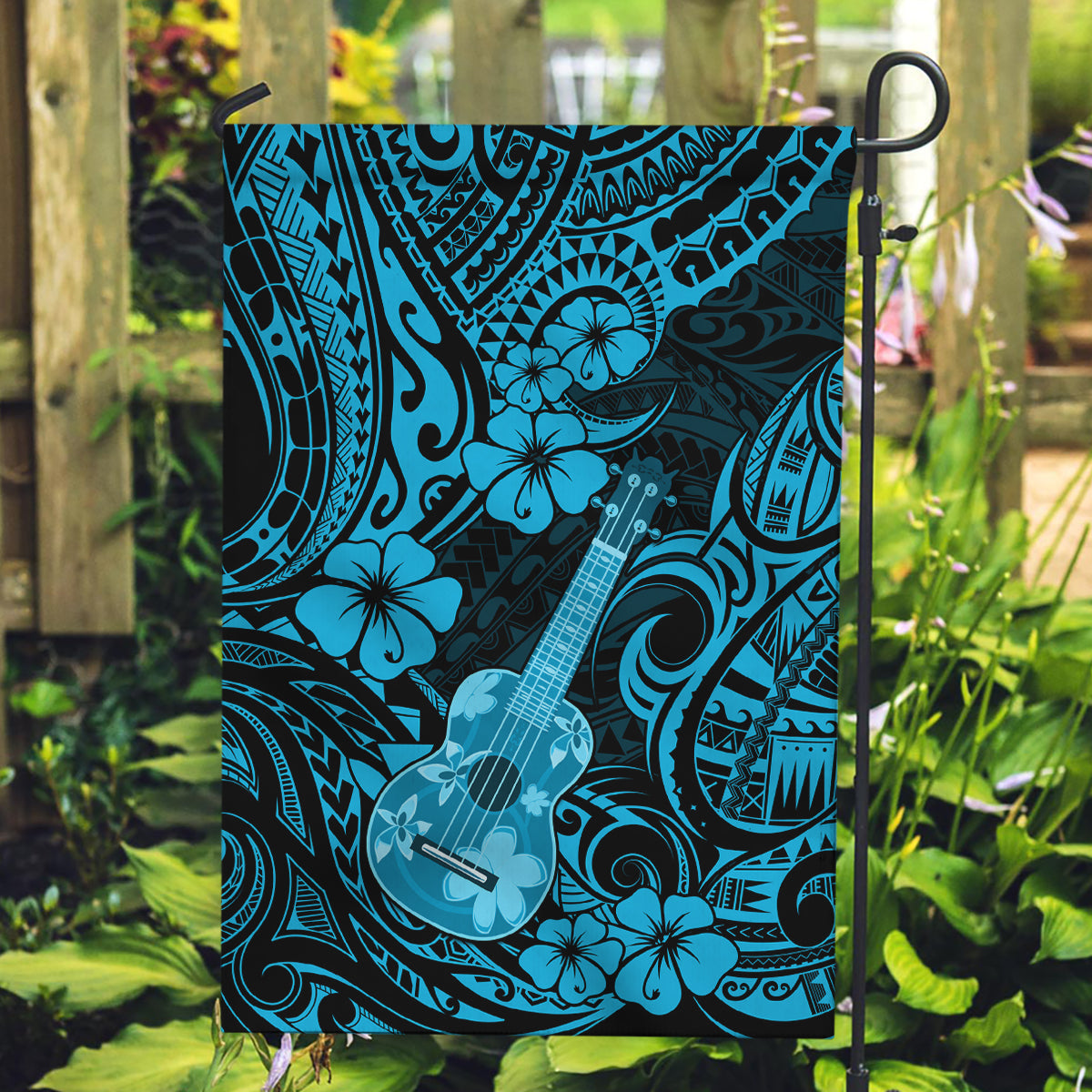 Hawaii Ukulele Garden Flag Polynesian Pattern Sky Blue Version LT01 Garden Flag Blue - Polynesian Pride