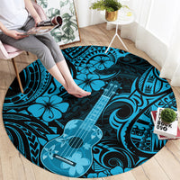 Hawaii Ukulele Round Carpet Polynesian Pattern Sky Blue Version LT01 - Polynesian Pride