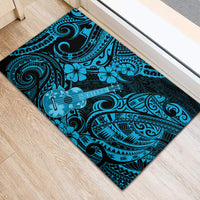 Hawaii Ukulele Rubber Doormat Polynesian Pattern Sky Blue Version LT01 - Polynesian Pride