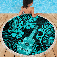 Hawaii Ukulele Beach Blanket Polynesian Pattern Turquoise Version LT01 - Wonder Print Shop