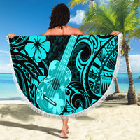 Hawaii Ukulele Beach Blanket Polynesian Pattern Turquoise Version LT01 - Wonder Print Shop