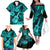 Hawaii Ukulele Family Matching Off Shoulder Long Sleeve Dress and Hawaiian Shirt Polynesian Pattern Turquoise Version LT01 - Polynesian Pride