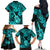 Hawaii Ukulele Family Matching Off Shoulder Long Sleeve Dress and Hawaiian Shirt Polynesian Pattern Turquoise Version LT01 - Polynesian Pride