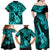 Hawaii Ukulele Family Matching Off Shoulder Maxi Dress and Hawaiian Shirt Polynesian Pattern Turquoise Version LT01 - Polynesian Pride