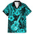 Hawaii Ukulele Family Matching Off Shoulder Maxi Dress and Hawaiian Shirt Polynesian Pattern Turquoise Version LT01 Dad's Shirt - Short Sleeve Turquoise - Polynesian Pride