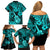 Hawaii Ukulele Family Matching Off Shoulder Short Dress and Hawaiian Shirt Polynesian Pattern Turquoise Version LT01 - Polynesian Pride