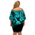 Hawaii Ukulele Family Matching Off Shoulder Short Dress and Hawaiian Shirt Polynesian Pattern Turquoise Version LT01 - Polynesian Pride