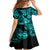 Hawaii Ukulele Family Matching Short Sleeve Bodycon Dress and Hawaiian Shirt Polynesian Pattern Turquoise Version LT01 - Polynesian Pride