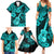 Hawaii Ukulele Family Matching Summer Maxi Dress and Hawaiian Shirt Polynesian Pattern Turquoise Version LT01 - Polynesian Pride