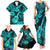 Hawaii Ukulele Family Matching Tank Maxi Dress and Hawaiian Shirt Polynesian Pattern Turquoise Version LT01 - Polynesian Pride